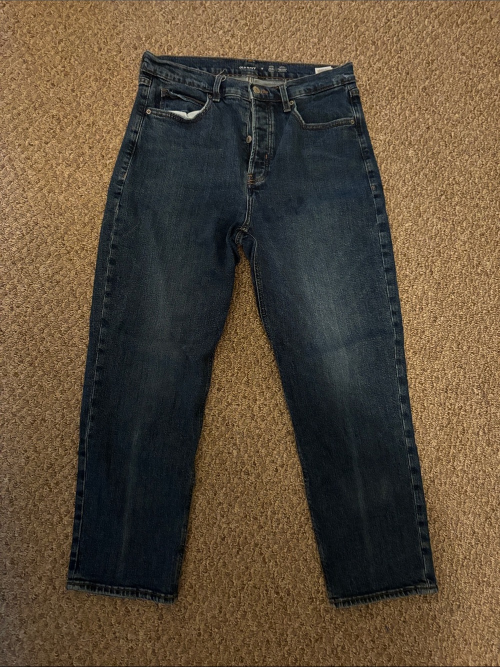 Old Navy Blue Straight-Leg Jeans Button Fly Size 12